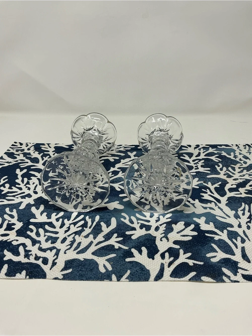 Mikasa Clear Crystal Cut Pair of Candlestick Holders